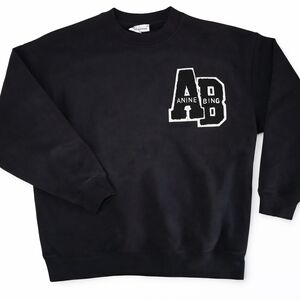 BNWT ANINE BING Miles Oversized Letterman Crewneck - Medium - Black (Retail$340)